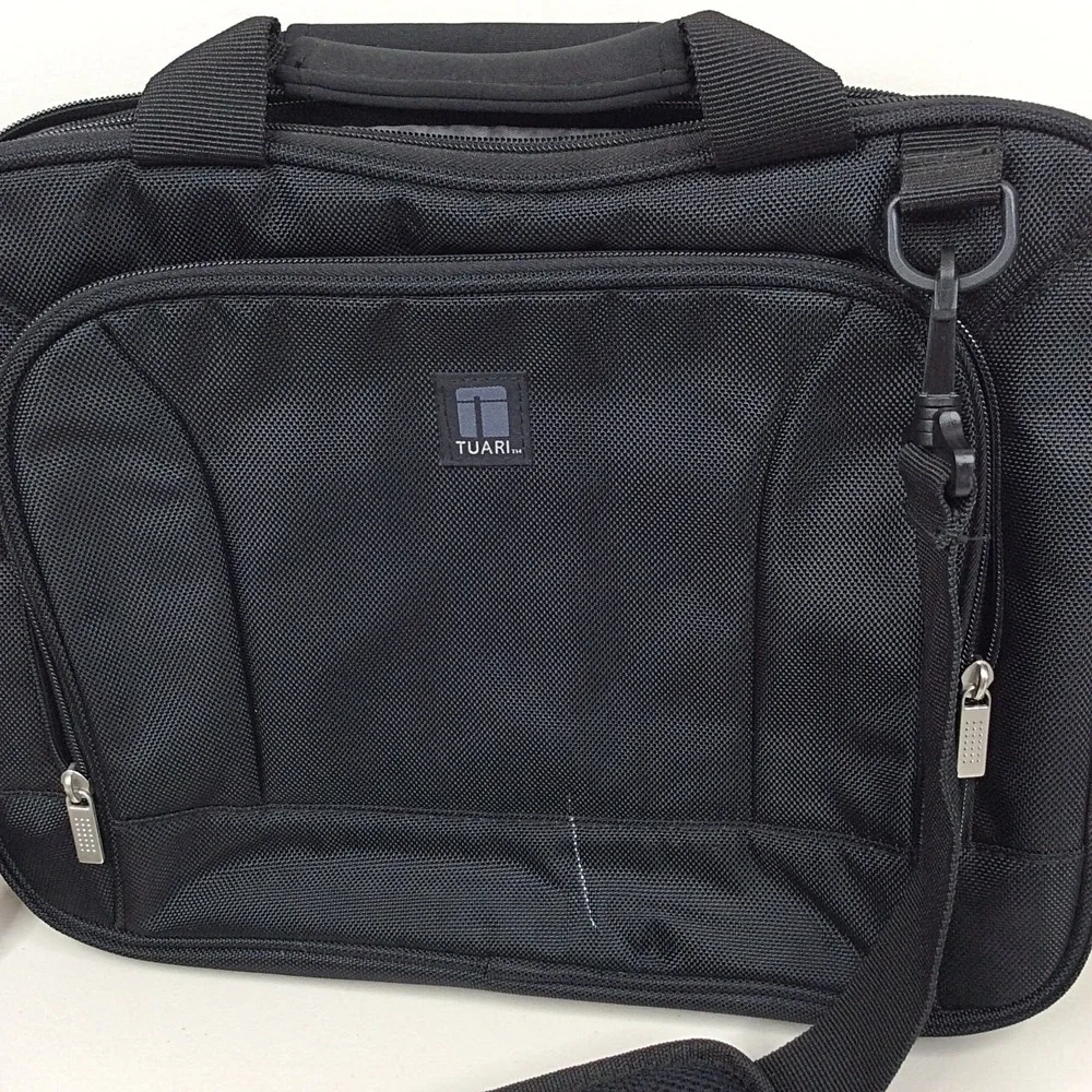 Black Travel soft Laptop Messenger Bag TUARI Briefcase Shoulder Strap Padded